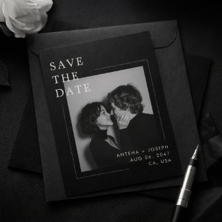 Minimalist Editorial Black White Photo Save the Date