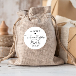 Minimalist Een Lief Dank U Script Hart Bruiloft Ronde Sticker