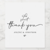 Minimalist Een Lief Dank U Zwart en Wit Wijn Etiket (Enkel label)