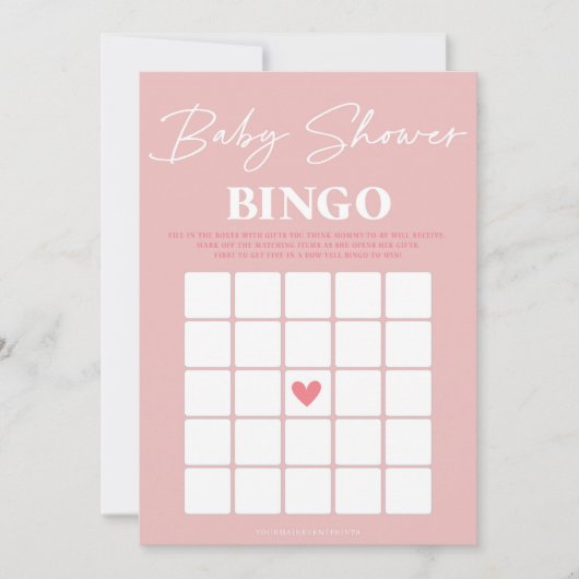 Minimalist Een Lief Meisje Baby shower Bingo Kaart (Voorkant)