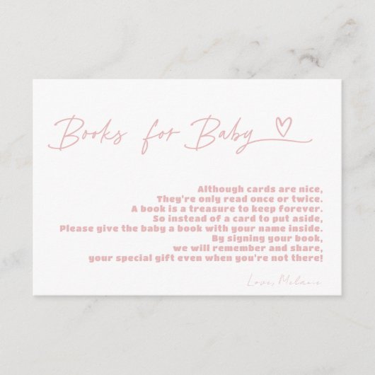Minimalist Een Lief Meisje Baby shower Boekaanvraa Informatiekaartje (Voorkant)