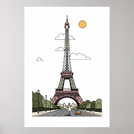 Minimalist Eiffel Tower Paris Poster (Voorkant)