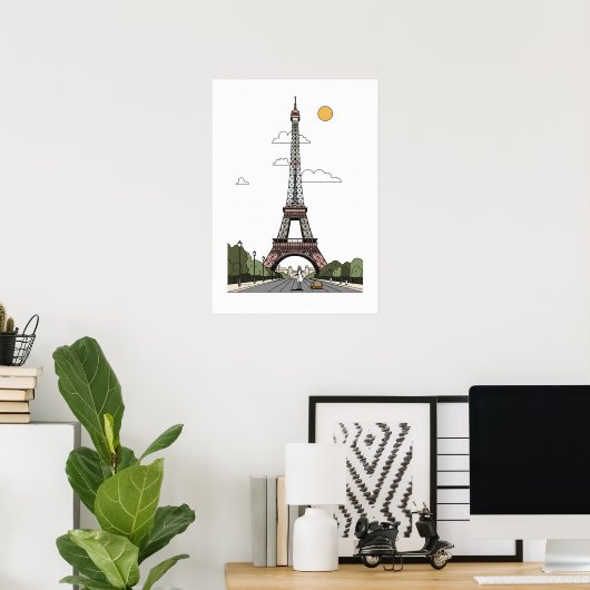 Minimalist Eiffel Tower Paris Poster (Thuiskantoor)