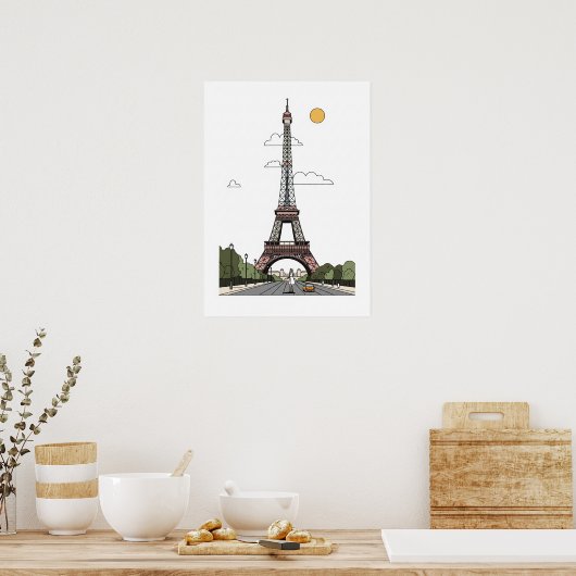 Minimalist Eiffel Tower Paris Poster (Keuken)
