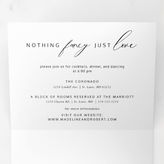 Minimalist eindelijk getrouwd drieluik uitnodiging (Binnenzijde eerst)