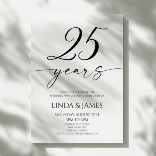 Minimalist Elegant 25th Wedding Anniversary Kaart