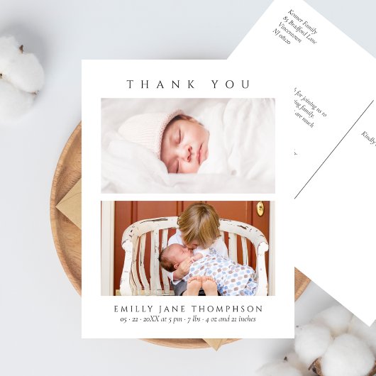 Minimalist Elegant 2 Photos Baby Shower Briefkaart