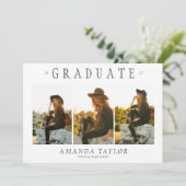 Minimalist Elegant 3 Photo Collage Graduation Aankondiging (Staand voorkant)