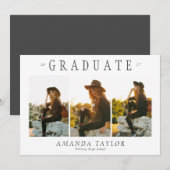 Minimalist Elegant 3 Photo Collage Graduation Aankondiging (Voorkant / Achterkant)