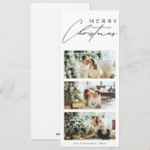 Minimalist Elegant 3 Photo Collage Merry Christmas Feestdagenkaart (Voorkant / Achterkant)