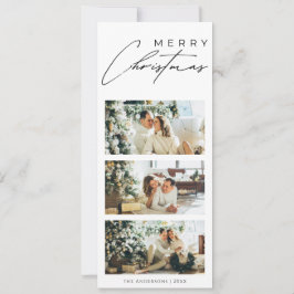 Minimalist Elegant 3 Photo Collage Merry Christmas Feestdagenkaart