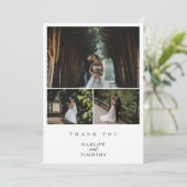 Minimalist Elegant 4 foto bruiloft bedankkaart (Staand voorkant)