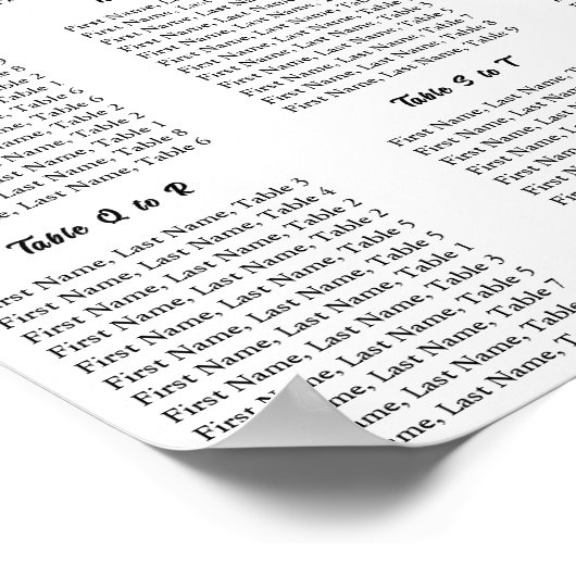 Minimalist Elegant ABC Typography Seating Plan Poster (Hoek)