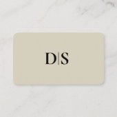 Minimalist Elegant Beige Monogram Initial Visitekaartje (Voorkant)
