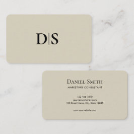 Minimalist Elegant Beige Monogram Initial Visitekaartje