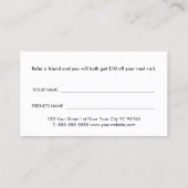 Minimalist Elegant Black and White Referral Card (Achterkant)