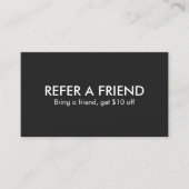 Minimalist Elegant Black and White Referral Card (Voorkant)