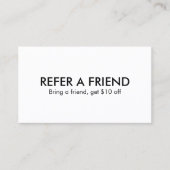 Minimalist Elegant Black and White Referral Card (Voorkant)