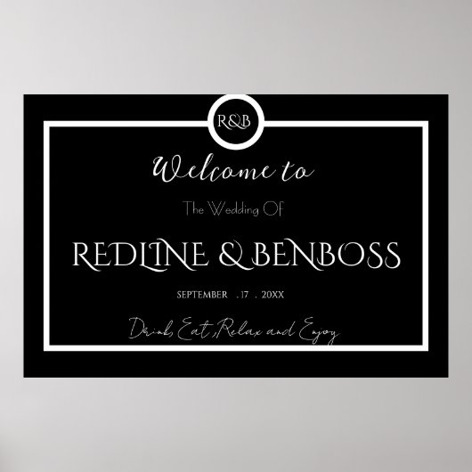 Minimalist Elegant Black and White Wedding Poster (Voorkant)