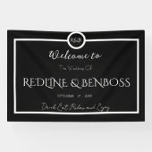 Minimalist Elegant Black and White Wedding Poster Spandoek (Horizontaal)