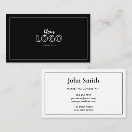 Minimalist Elegant Black and White with Logo Visitekaartje