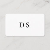 Minimalist Elegant Black on White Monogram Initial Visitekaartje (Voorkant)