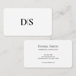 Minimalist Elegant Black on White Monogram Initial Visitekaartje