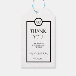 Minimalist Elegant Black & White Wedding Cadeaulabel