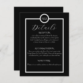 Minimalist Elegant Black & White Wedding  Informatiekaartje