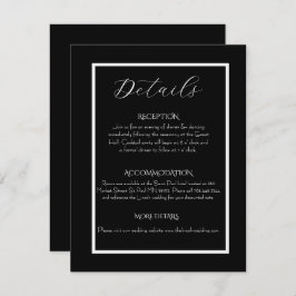 Minimalist Elegant Black & White Wedding  Informatiekaartje