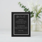 Minimalist Elegant Black & White Wedding Informatiekaartje (Staand voorkant)