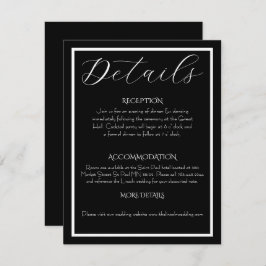 Minimalist Elegant Black & White Wedding  Informatiekaartje