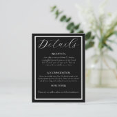 Minimalist Elegant Black & White Wedding Informatiekaartje (Staand voorkant)