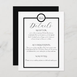 Minimalist Elegant Black & White Wedding  Informatiekaartje