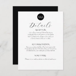 Minimalist Elegant Black & White Wedding  Informatiekaartje