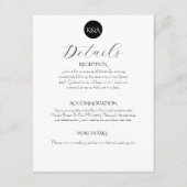 Minimalist Elegant Black & White Wedding  Informatiekaartje (Voorkant)