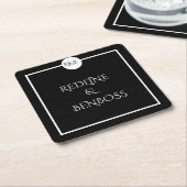 Minimalist Elegant Black & White Wedding Kartonnen Onderzetters (Schuin)