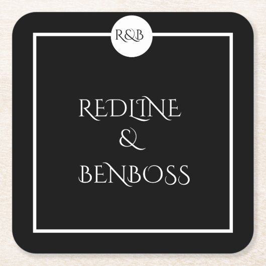 Minimalist Elegant Black & White Wedding Kartonnen Onderzetters (Voorkant)