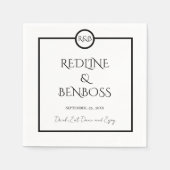 Minimalist Elegant Black & White Wedding Napkins Servet (Voorkant)