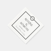 Minimalist Elegant Black & White Wedding Napkins Servet (Hoek)