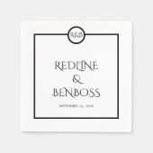 Minimalist Elegant Black & White Wedding Napkins Servet (Voorkant)