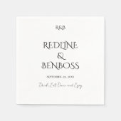 Minimalist Elegant Black & White Wedding Napkins Servet (Voorkant)