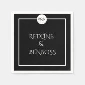 Minimalist Elegant Black & White Wedding Napkins Servet (Voorkant)