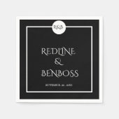 Minimalist Elegant Black & White Wedding Napkins Servet (Voorkant)