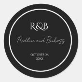 Minimalist Elegant Black & White Wedding Round Sti Ronde Sticker (Voorkant)
