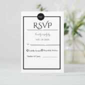 Minimalist Elegant Black & White Wedding RSVP Kaartje (Staand voorkant)