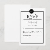 Minimalist Elegant Black & White Wedding RSVP Kaartje (Voorkant / Achterkant)