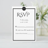 Minimalist Elegant Black & White Wedding RSVP Kaartje (Staand voorkant)