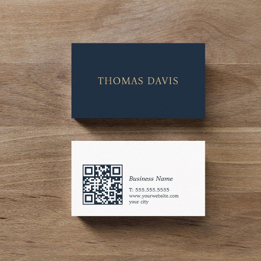 Minimalist Elegant Blue QR Code Consultant Visitekaartje