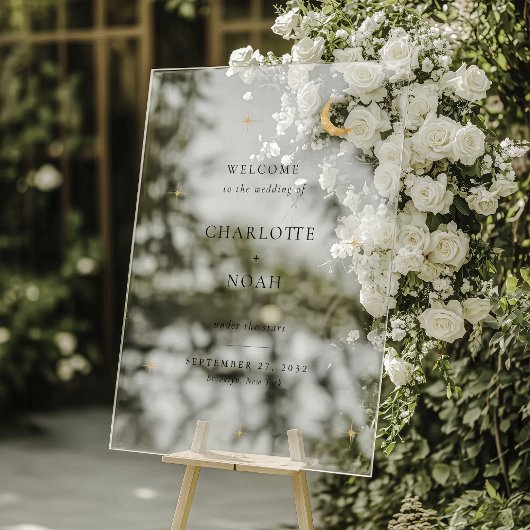 Minimalist Elegant Celestial Wedding Welcome Acryl Bord